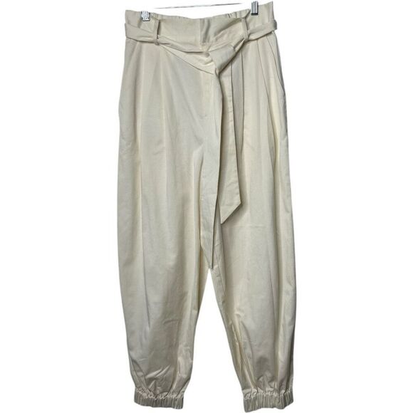 Aiifos Pants - Aiifos Pauline Pants Size S High Rise Pleated Off-White Tie Waist Neutral